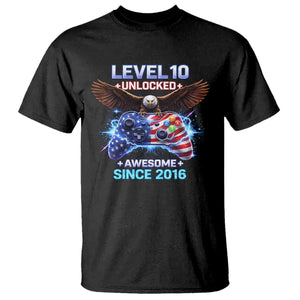 Funny 10th Birthday T Shirt Level 10 Unlocked Awesome Since 2016 USA Gamer TS11 Black Print Your Wear
