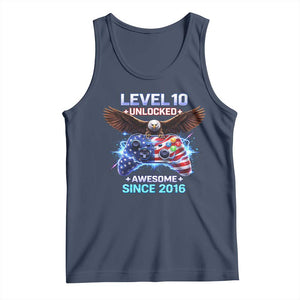 Funny 10th Birthday Tank Top Level 10 Unlocked Awesome Since 2016 USA Gamer TS11 Navy Print Your Wear