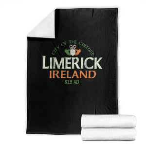 Limerick Ireland Throw Blanket City Of The Culture Est 812 AD TS11 Black Print Your Wear
