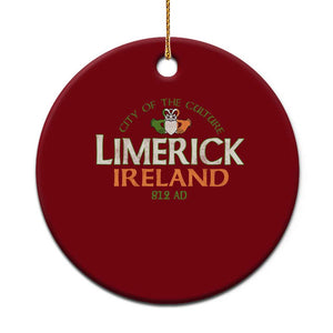 Limerick Ireland Ceramic Ornament City Of The Culture Est 812 AD TS11 1pc Red Print Your Wear