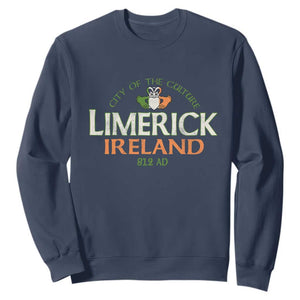 Limerick Ireland Sweatshirt City Of The Culture Est 812 AD TS11 Navy Print Your Wear