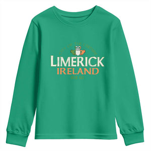 Limerick Ireland Youth Sweatshirt City Of The Culture Est 812 AD TS11 Irish Green Print Your Wear