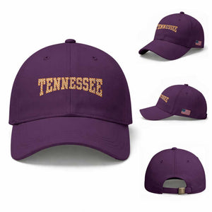 Tennessee Fan Baseball Cap Orange Retro Checkered Varsity TN State TS11 Baseball Cap Universal Fit Purple Print Your Wear