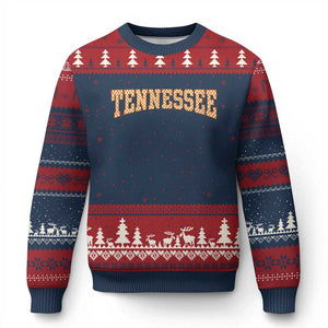 Tennessee Fan Ugly Christmas Sweater Orange Retro Checkered Varsity TN State TS11 Navy Red Print Your Wear