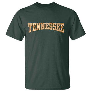 Tennessee Fan T Shirt Orange Retro Checkered Varsity TN State TS11 Dark Forest Green Print Your Wear