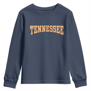 Tennessee Fan Youth Sweatshirt Orange Retro Checkered Varsity TN State TS11 Navy Print Your Wear