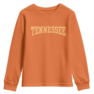 Tennessee Fan Youth Sweatshirt Orange Retro Checkered Varsity TN State TS11 Orange Print Your Wear