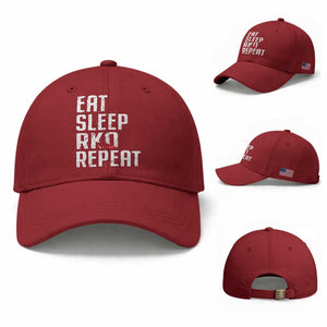 Eat Sleep RKO Repeat Baseball Cap Blood Stained TS11 Baseball Cap Universal Fit Cherry Red Print Your Wear