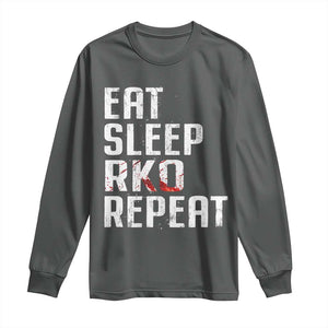 Eat Sleep RKO Repeat Long Sleeve Shirt Blood Stained TS11 Dark Heather Print Your Wear