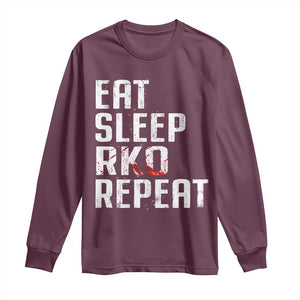 Eat Sleep RKO Repeat Long Sleeve Shirt Blood Stained TS11 Maroon Print Your Wear