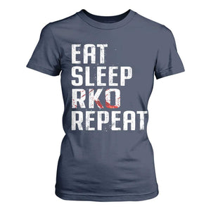 Eat Sleep RKO Repeat T Shirt For Women Blood Stained TS11 Navy Print Your Wear