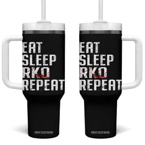 Eat Sleep RKO Repeat Tumbler With Handle Blood Stained TS11 One Size: 40 oz Black Print Your Wear