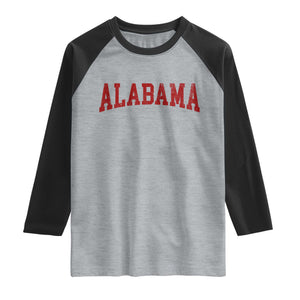 Alabama Fan Raglan Shirt Red Bold Sport State Letters Game Day TS11 Heather Gray Black Print Your Wear