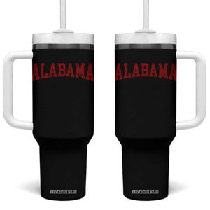 Alabama Fan Tumbler With Handle Red Bold Sport State Letters Game Day TS11 One Size: 40 oz Black Print Your Wear