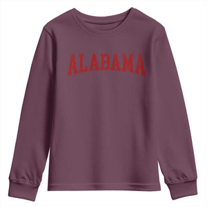 Alabama Fan Youth Sweatshirt Red Bold Sport State Letters Game Day TS11 Maroon Print Your Wear