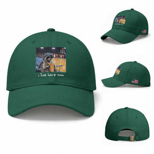 Basketball Raccoon I Live Here Now Baseball Cap Funny Trash Panda Drinking Iced Coffee Basketball Court TS11 Baseball Cap Universal Fit Irish Green Print Your Wear
