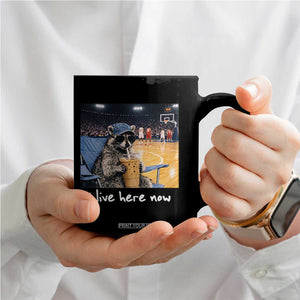 Basketball Raccoon I Live Here Now Coffee Mug Funny Trash Panda Drinking Iced Coffee Basketball Court TS11 Print Your Wear