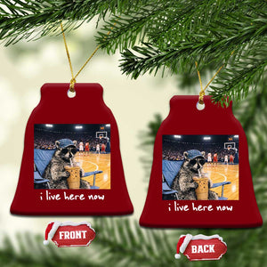 Basketball Raccoon I Live Here Now Ceramic Ornament Funny Trash Panda Drinking Iced Coffee Basketball Court TS11 Print Your Wear
