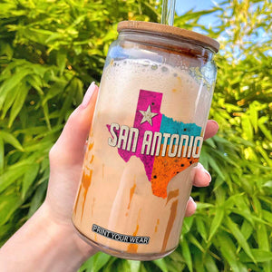 San Antonio Texas TX Fiesta Sports For Latino Fans Glass Can TS11 Black Print Your Wear
