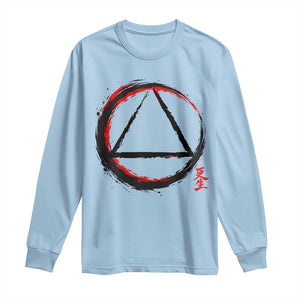 AA Sober Logo Symbol Serenity Recovery Long Sleeve Shirt Japanese Brushstroke Circle TS11 Light Blue Print Your Wear