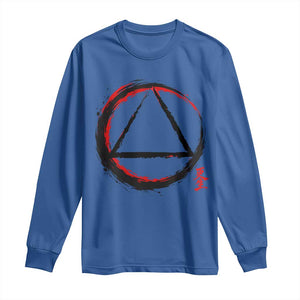 AA Sober Logo Symbol Serenity Recovery Long Sleeve Shirt Japanese Brushstroke Circle TS11 Royal Blue Print Your Wear