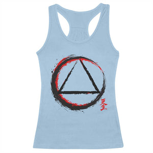 AA Sober Logo Symbol Serenity Recovery Racerback Tank Top Japanese Brushstroke Circle TS11 Light Blue Print Your Wear