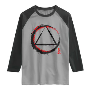AA Sober Logo Symbol Serenity Recovery Raglan Shirt Japanese Brushstroke Circle TS11 Sport Gray Black Print Your Wear
