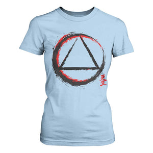 AA Sober Logo Symbol Serenity Recovery T Shirt For Women Japanese Brushstroke Circle TS11 Light Blue Print Your Wear