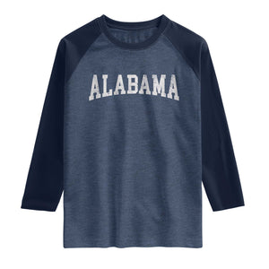 Alabama Fan Raglan Shirt Vintage Bold Sport State Letters AL Game Day TS11 Heather Denim Navy Print Your Wear
