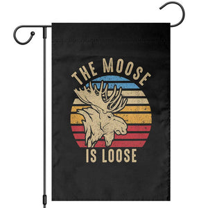 Funny The Moose Is Loose Garden Flag Moose Lover Retro Vintage TS11 Black Print Your Wear