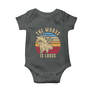Funny The Moose Is Loose Baby Onesie Moose Lover Retro Vintage TS11 Dark Heather Print Your Wear
