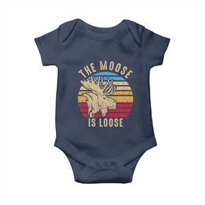 Funny The Moose Is Loose Baby Onesie Moose Lover Retro Vintage TS11 Navy Print Your Wear