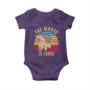 Funny The Moose Is Loose Baby Onesie Moose Lover Retro Vintage TS11 Purple Print Your Wear