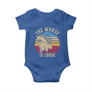 Funny The Moose Is Loose Baby Onesie Moose Lover Retro Vintage TS11 Royal Blue Print Your Wear