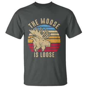 Funny The Moose Is Loose T Shirt Moose Lover Retro Vintage TS11 Dark Heather Print Your Wear