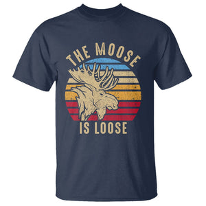 Funny The Moose Is Loose T Shirt Moose Lover Retro Vintage TS11 Navy Print Your Wear