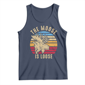 Funny The Moose Is Loose Tank Top Moose Lover Retro Vintage TS11 Navy Print Your Wear