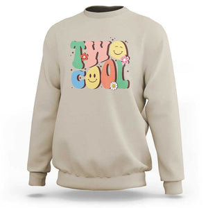 Second Birthday Sweatshirt Two Cool Gift 2 Years Old Retro Groovy TS11 Sand Print Your Wear