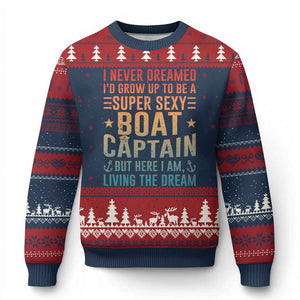 Funny I Never Dreamed Id Grow Up To Be A Sexy Boat Captain Ugly Christmas Sweater Pontoon Boat Captain TS11 Navy Red Print Your Wear