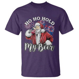 Christmas In July T Shirt Ho Ho Hold My Beer Summer Santa USA Flag 4th Of July TS11 Purple Print Your Wear