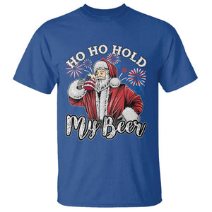 Christmas In July T Shirt Ho Ho Hold My Beer Summer Santa USA Flag 4th Of July TS11 Royal Blue Print Your Wear