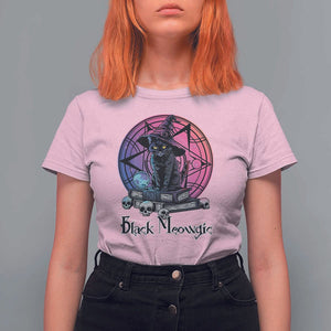 Cat Lover T Shirt For Women Black Meowgic Pentagram Witchcraft Magic TS11 Light Pink Print Your Wear
