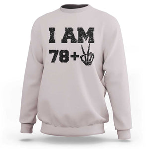 Funny 80th Birthday Sweatshirt I Am 79 Plus 80 Years Old Skull TS11 Ice Gray Print Your Wear
