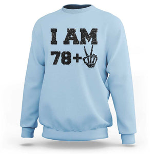 Funny 80th Birthday Sweatshirt I Am 79 Plus 80 Years Old Skull TS11 Light Blue Print Your Wear
