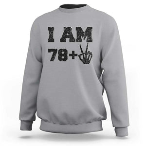 Funny 80th Birthday Sweatshirt I Am 79 Plus 80 Years Old Skull TS11 Sport Gray Print Your Wear