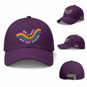No Kings But Yas Queens LGBTQ Pride Retro Rainbow Baseball Cap