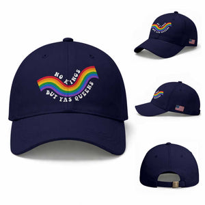 No Kings But Yas Queens LGBTQ Pride Retro Rainbow Baseball Cap
