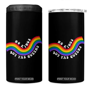 No Kings But Yas Queens LGBTQ Pride Retro Rainbow 4 in 1 Can Cooler Tumbler