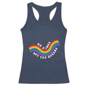 No Kings But Yas Queens LGBTQ Pride Retro Rainbow Racerback Tank Top