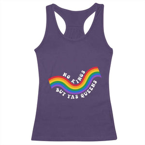 No Kings But Yas Queens LGBTQ Pride Retro Rainbow Racerback Tank Top